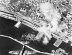 A Martin Baltimore of No. 454 Squadron RAAF flies over Fiume during a daylight raid  