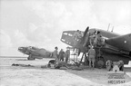 Gambut, Cyrenaica, Libya. c. 1943. Fitter of No. 459 Squadron RAAF at work on the propeller of a Lockheed Hudson aircraft.