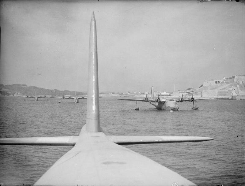 Short Sunderland Mark Is of No. 10 Squadron
                    RAAF, at their moorings at Mount Batten, Devon.