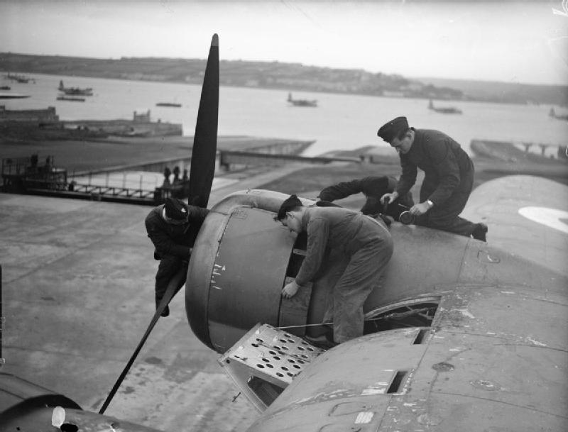 Airmen of No. 10
                    Squadron RAAF attend to an overhaul of a Bristol
                    Pegasus XXII engine on a Short Sunderland Mark I at
                    Pembroke Dock, Pembrokeshire.