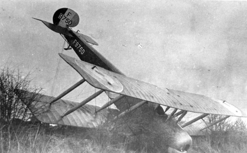 Avro 504K F9750 after a nose over.7 (Training) Squadron, Leighterton, January 1919,  via Mike Mirkovic.