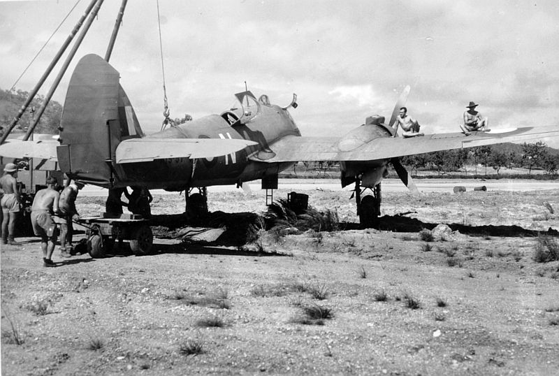 Beaufighter Mk.VIc A19-97/N 30
                              Squadron, Being recovered after it's tail
                              wheel broke on landing. Ward's Strip, 10th
                              May 1943, via Mike Mirkovic.