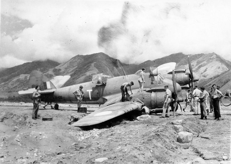 Beaufighter Mk.VIc A19-106/T 30
                              Squadron, After it swung on take-off.
                              Vivigani, Goodenough Is. 15th August 1943,
                              via Mike Mirkovic.