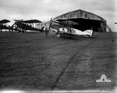 Bristol Fighter B1148 with RE8 A4405 and A4408 1 Sqn, AFC, Mejdel. AWM B02035.