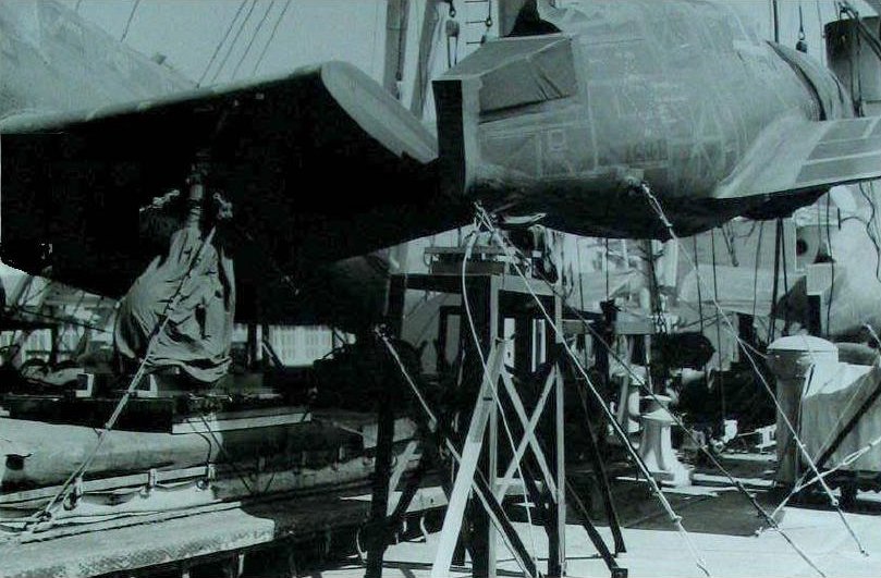 Curtiss Shrike A69-6 starboard and A69-1 on Port side deck of the SS Port Caroline in Sydney November 1943: Credit RAAF via Gordon Birkett