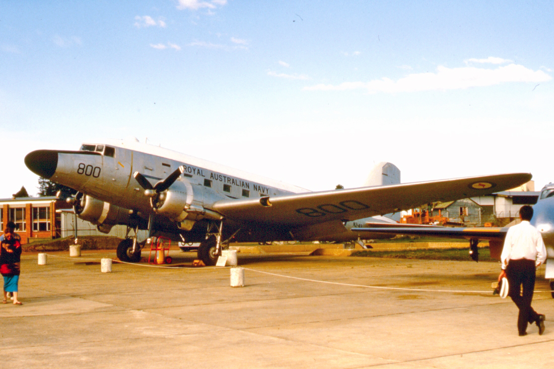 Douglas C-47 Dakota RAN N2-43 800 Nowra Museum 5.10.86. Photograph by Brian Johnstone.