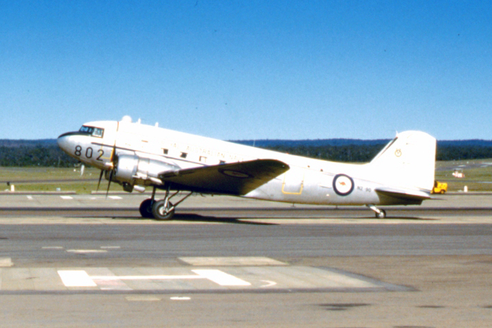 Douglas C-47B Dakota RAN N2-90 802 Nowra Museum 5.10.86. Photograph by Brian Johnstone.