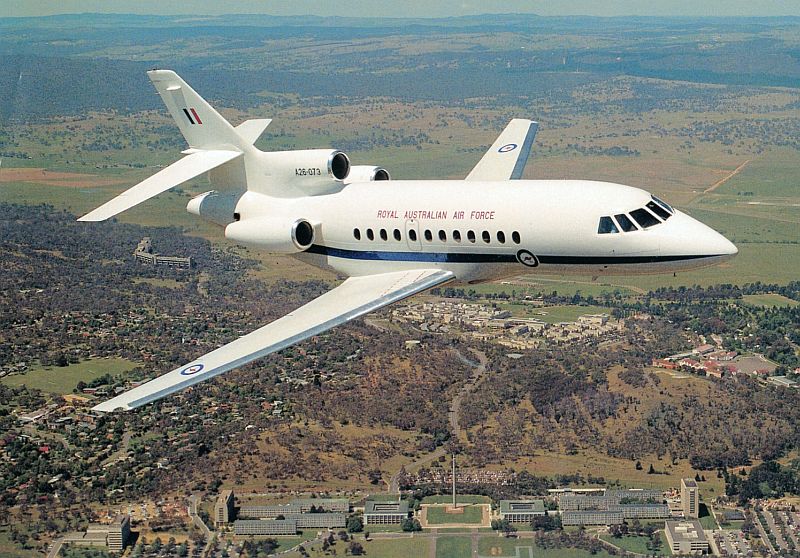 Falcon 900 A26-073. 
34 Squadron, over Canberra, c.1990s, 
via Mike Mirkovic.