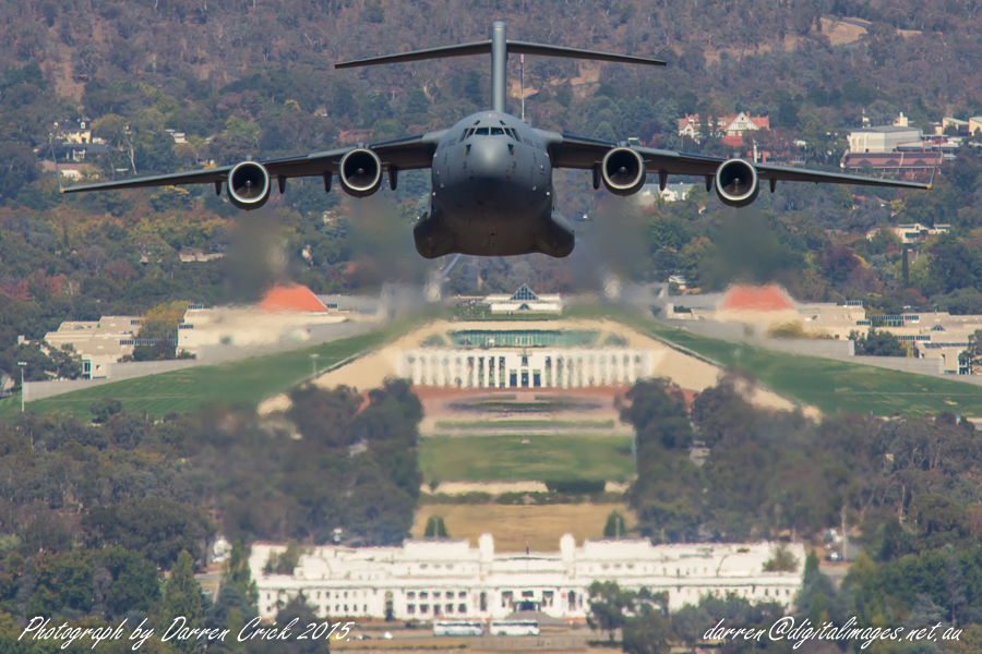 Boeing C-17A
                  Globemaster III
                  A41-211
                  Canberra
                  31st March 2015
                  Photo by Darren Crick
                  www.digitalimages.net.au