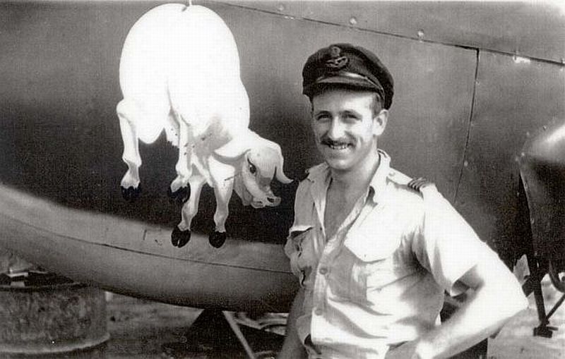 Sdr.Ldr. Ian Kinross in front of his P-40E Kittyhawk A29-53/AM-E 'Pig's Arse'.77 Squadron, Milne Bay, c.1943, via Mike Mirkovic.