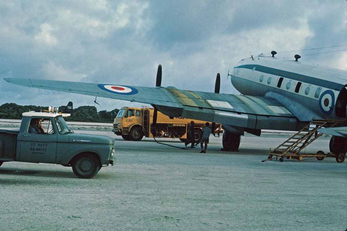 Handley Page Hastings 
NZ5801
U.S. Naval Air Station Kwajalein, Marshall Islands
1964
Photo John D. Voss