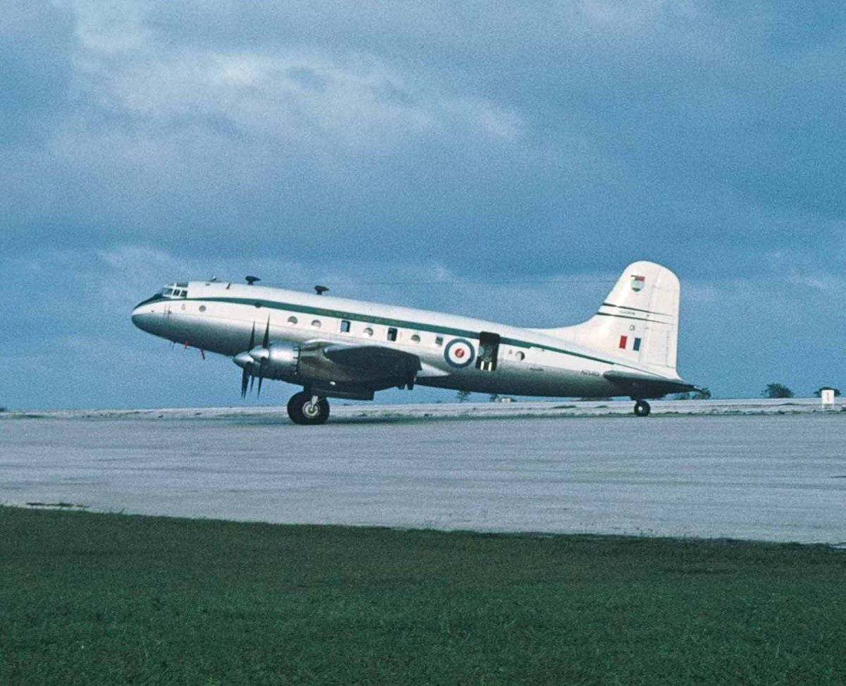 Handley Page Hastings 
NZ5801
U.S. Naval Air Station Kwajalein, Marshall Islands
1964
Photo John D. Voss