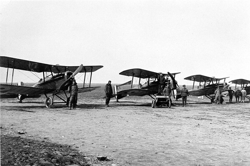 Line up of 'C' Flight S.E.5As with pilots and ground crew, C9539 (2nd) and B101 (3rd).2 Squadron, A.F.C., Savy, March, 1918,  via Mike Mirkovic.