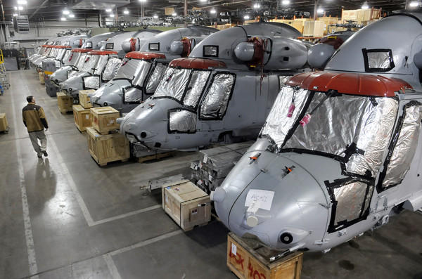 11 Former RAN SH-2G(A) Super Seasprites in storage with Kaman at Bloomfield, CT.(Kaman Photo)